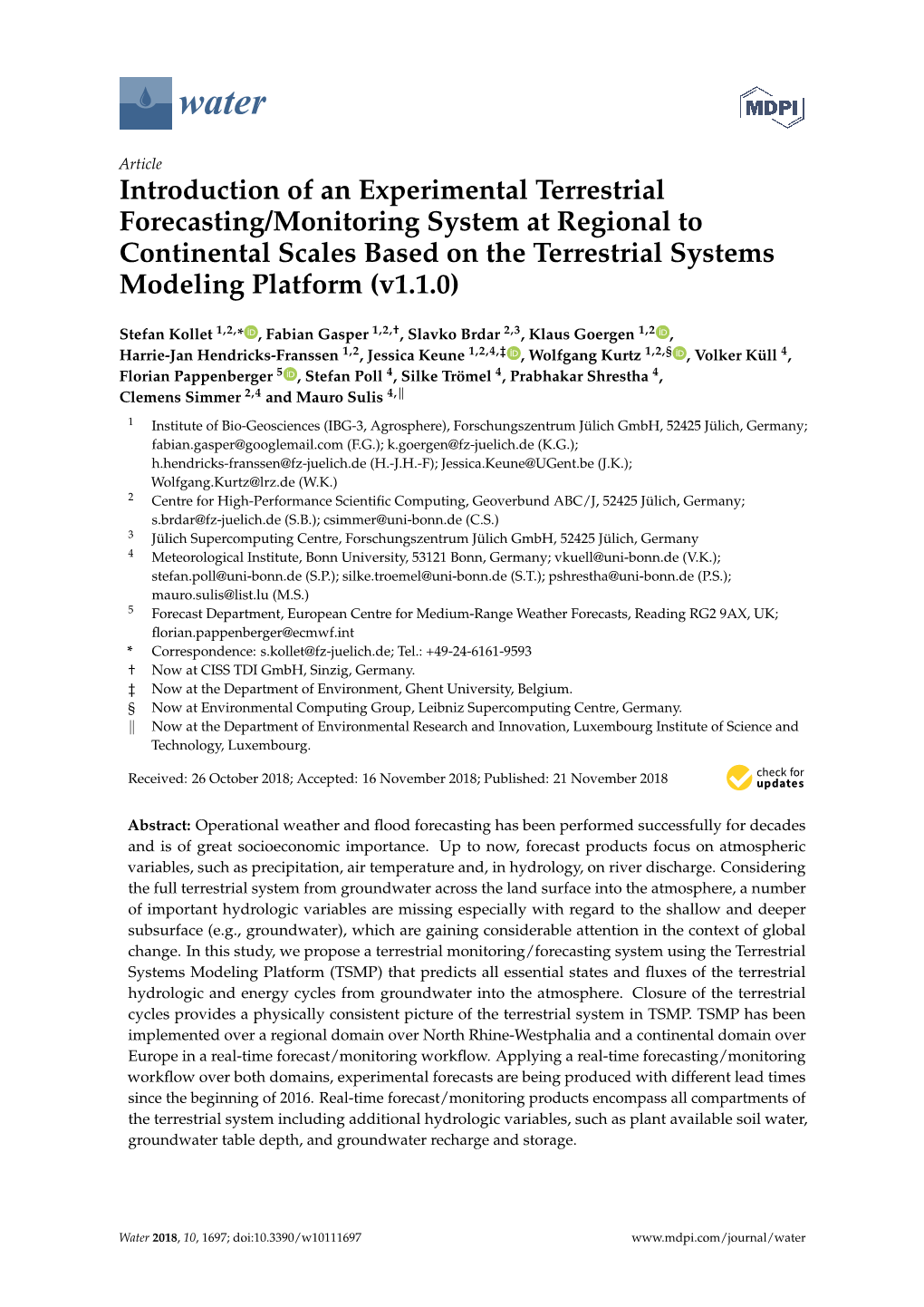 Introduction of an Experimental Terrestrial Forecasting