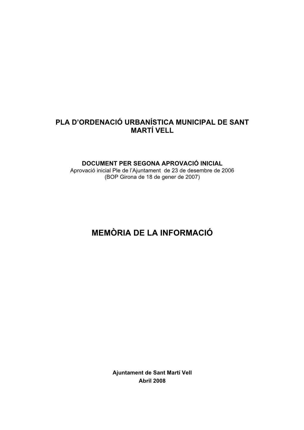 Pla D'ordenació Urbanística Municipal De Sant Martí Vell