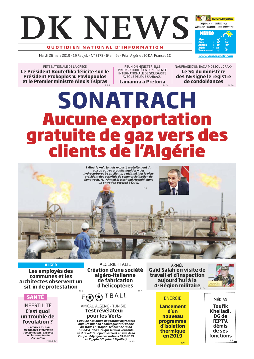 SONATRACH Aucune Exportation Gratuite De Gaz Vers Des Clients De L'algérie