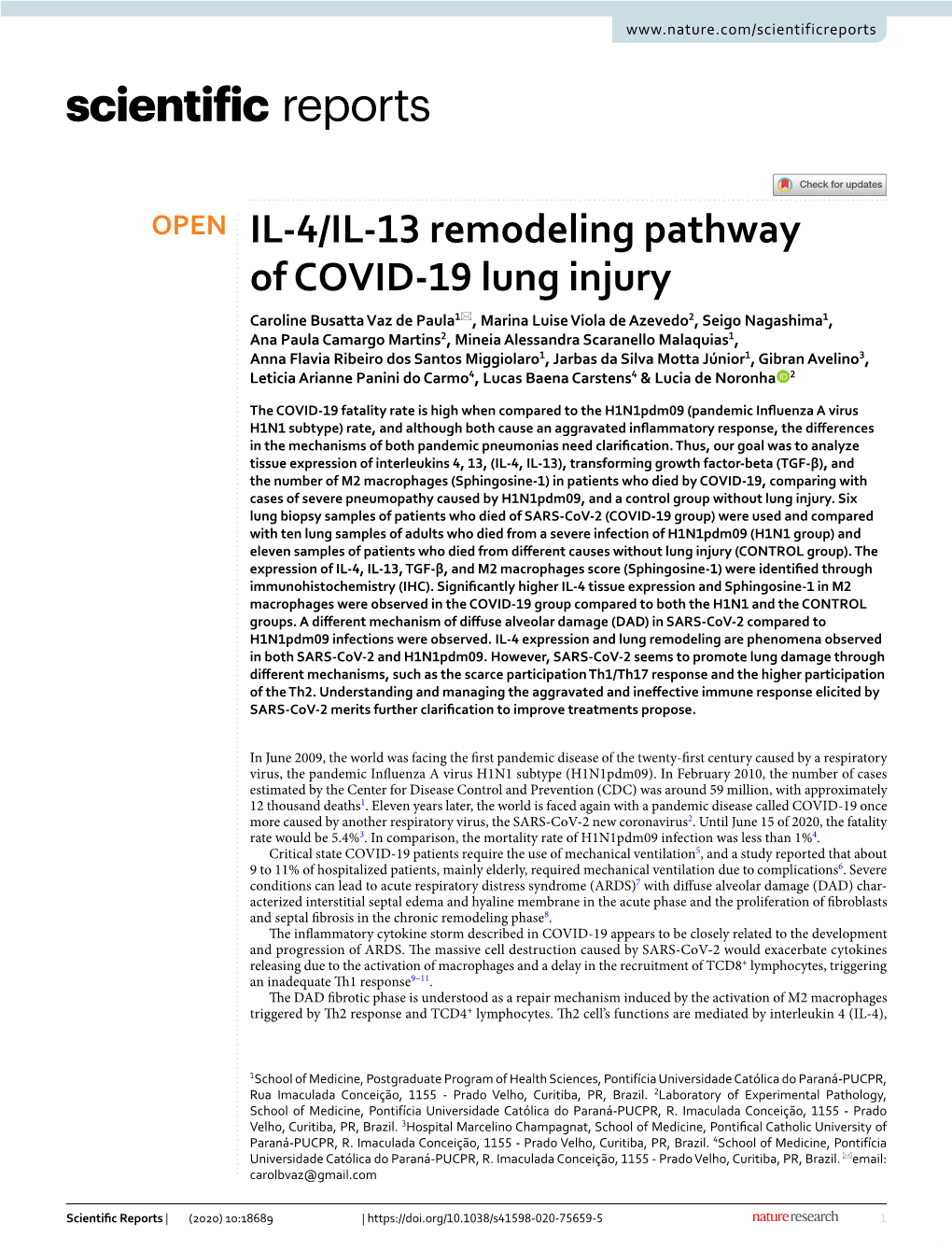 IL-4/IL-13 Remodeling Pathway of COVID-19 Lung Injury