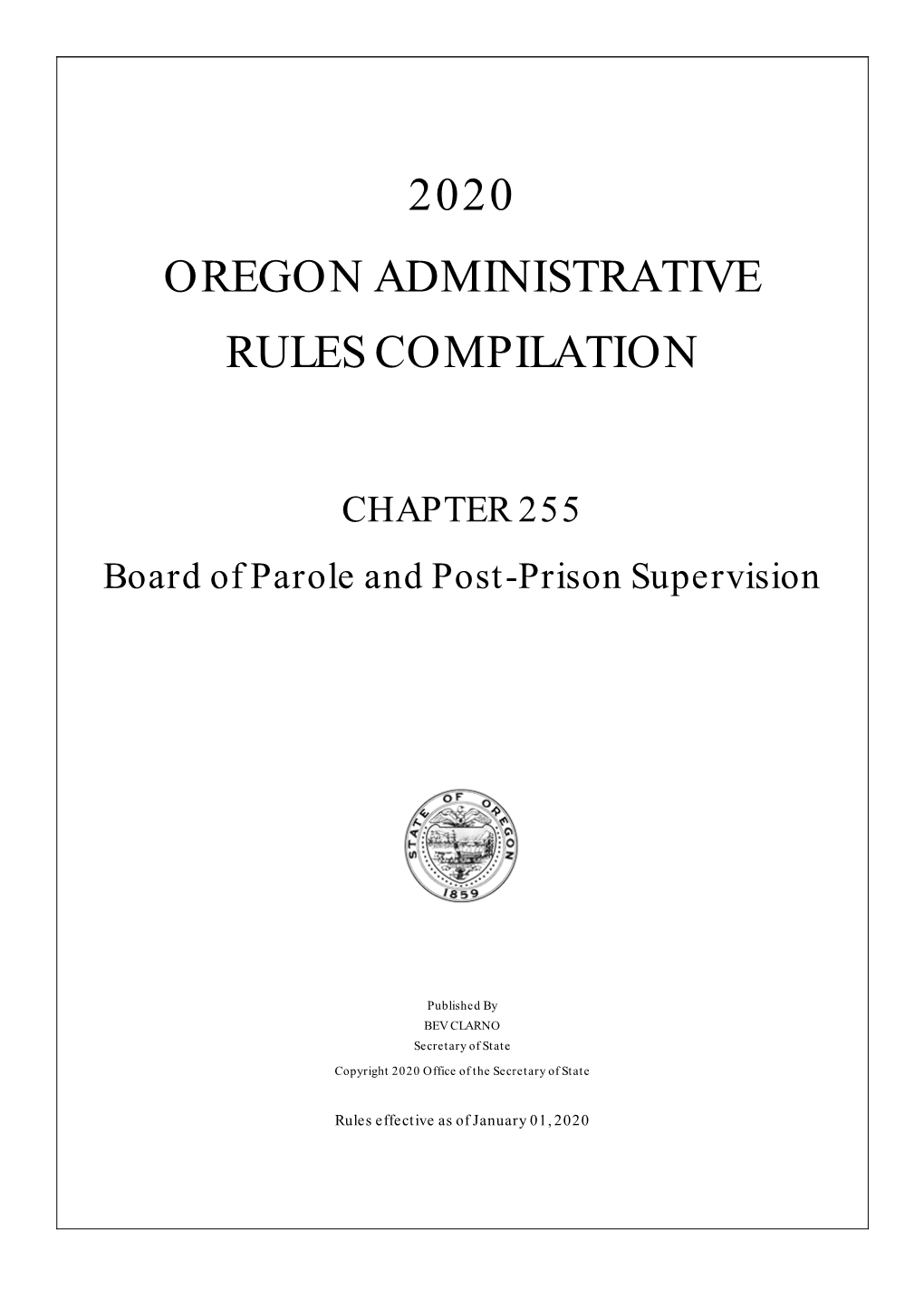 2020 Oregon Administrative Rules Compilation