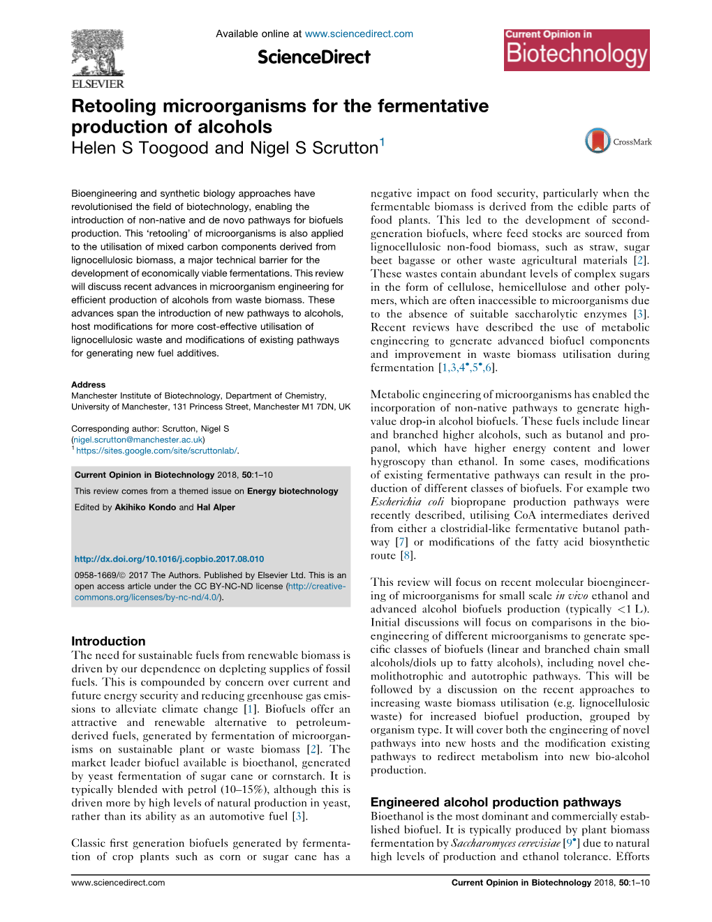 Retooling Microorganisms for the Fermentative Production of Alcohols