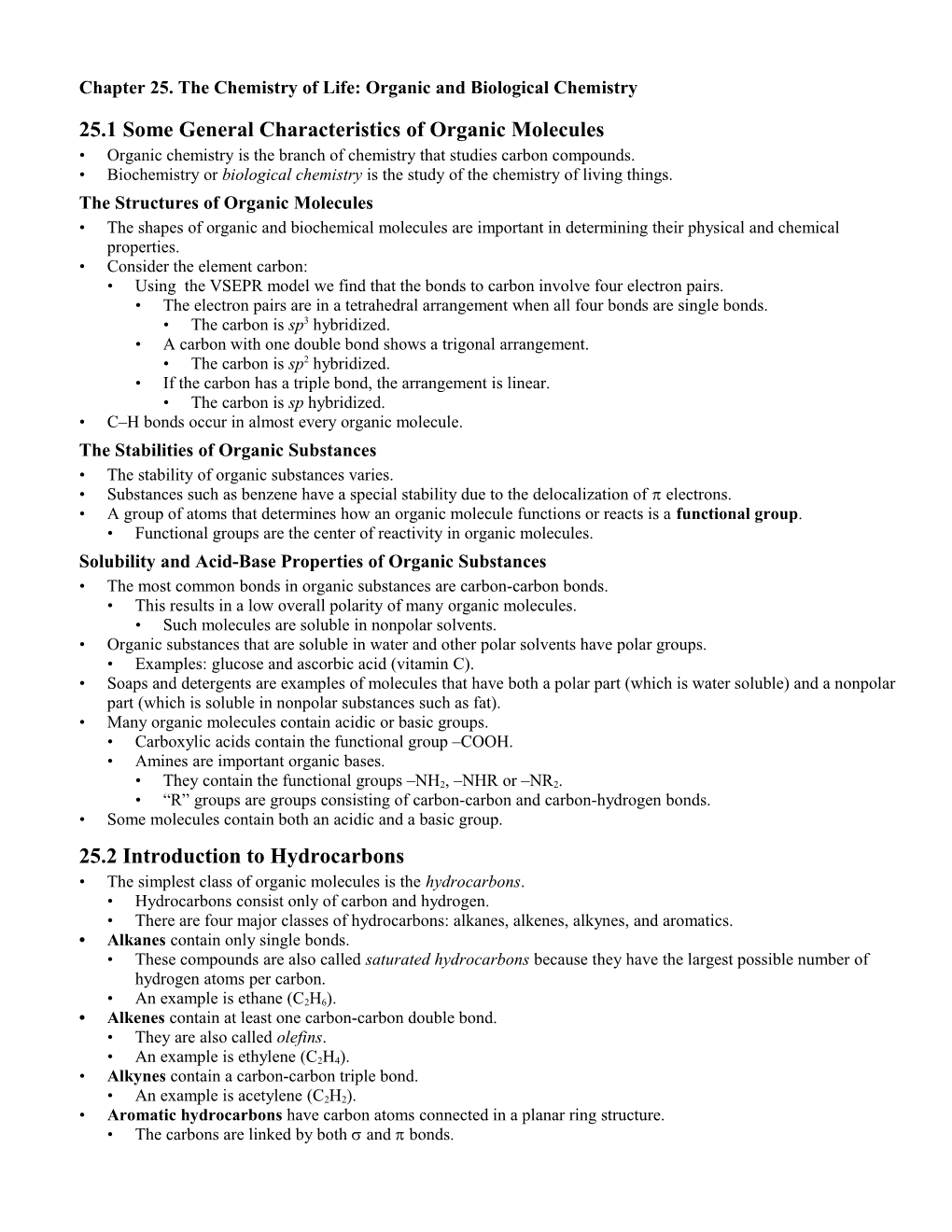 Chapter 25. the Chemistry of Life: Organic and Biological Chemistry