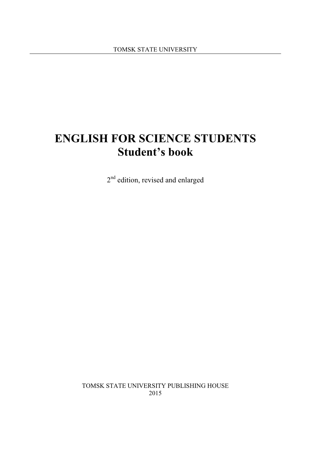 ENGLISH for SCIENCE STUDENTS Student's Book