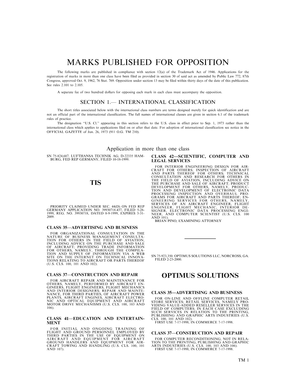 Marks Published for Opposition