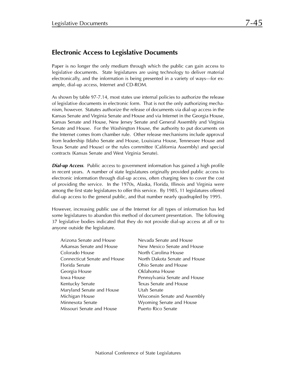 Electronic Access to Legislative Documents