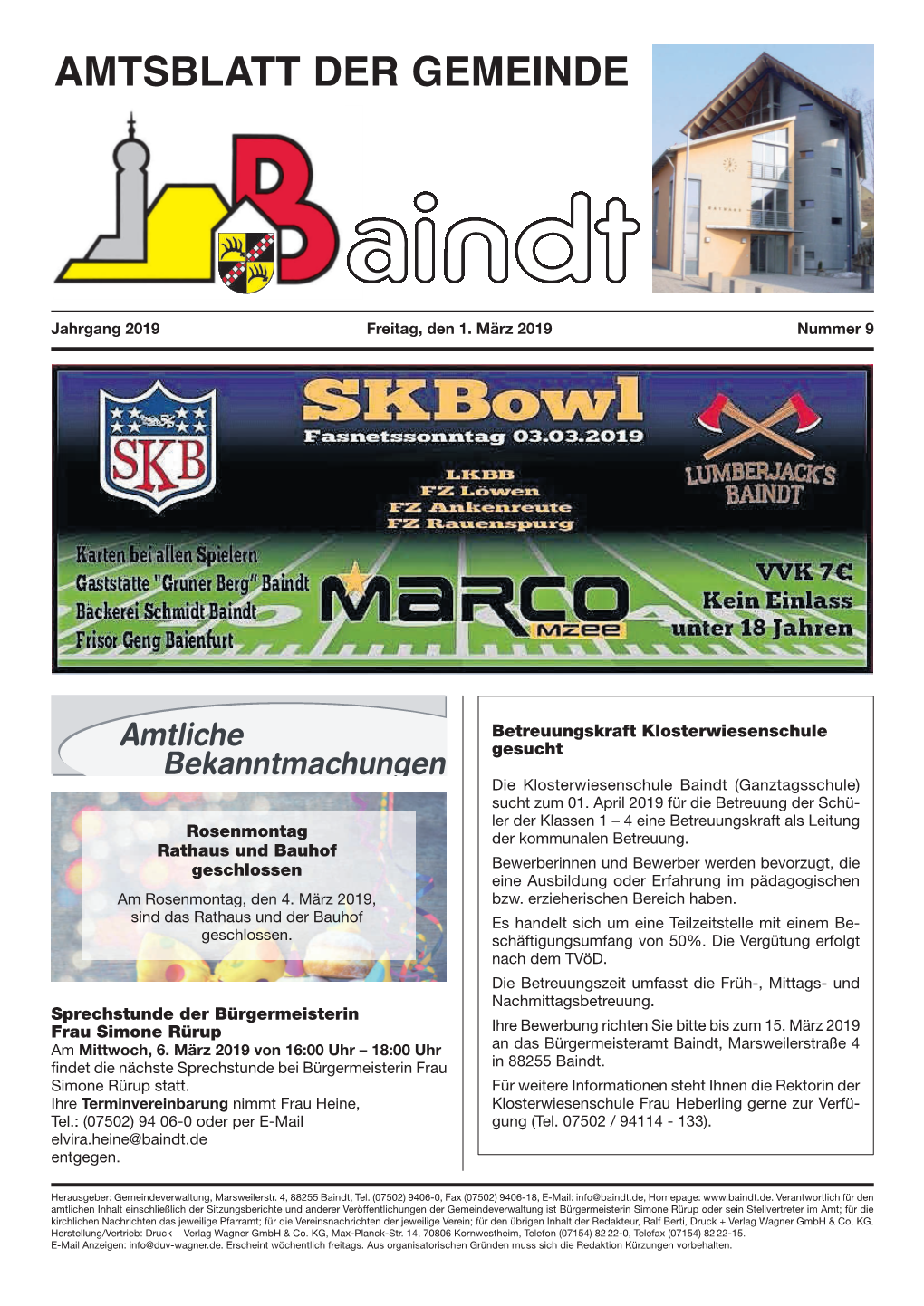 Amtsblatt Vom 01.03.2019