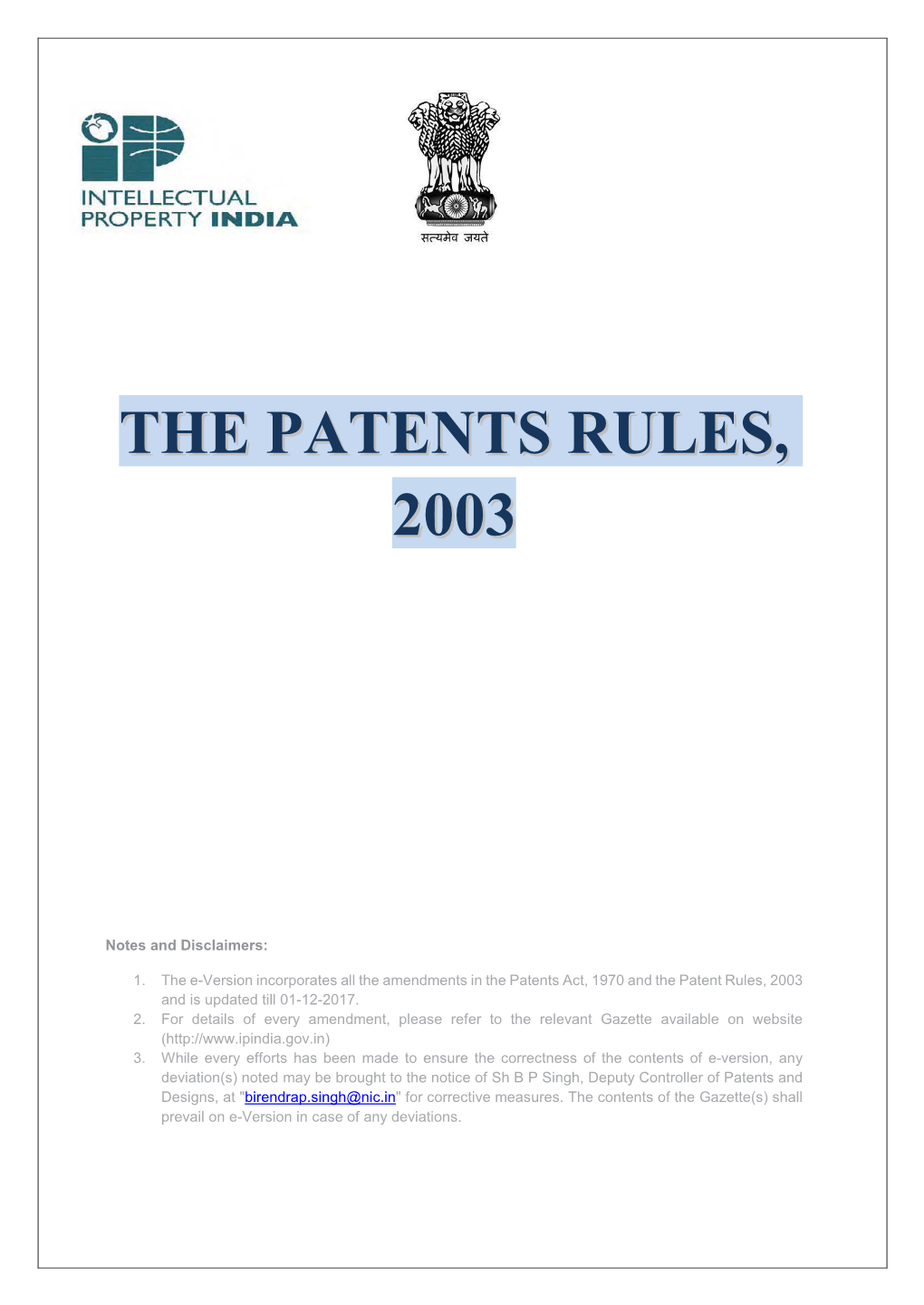 The Patents Rules, 2003