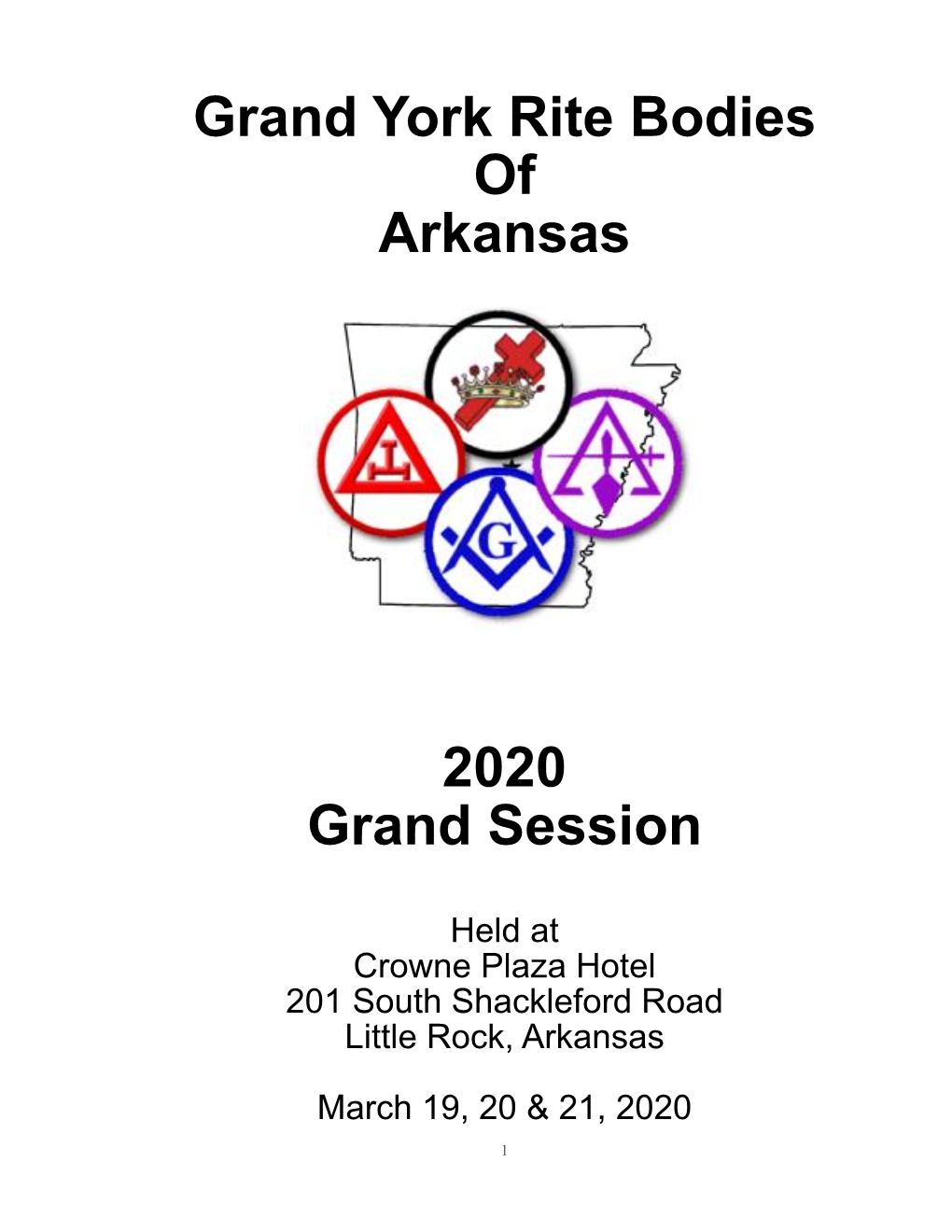 Grand York Rite Bodies of Arkansas 2020 Grand Session