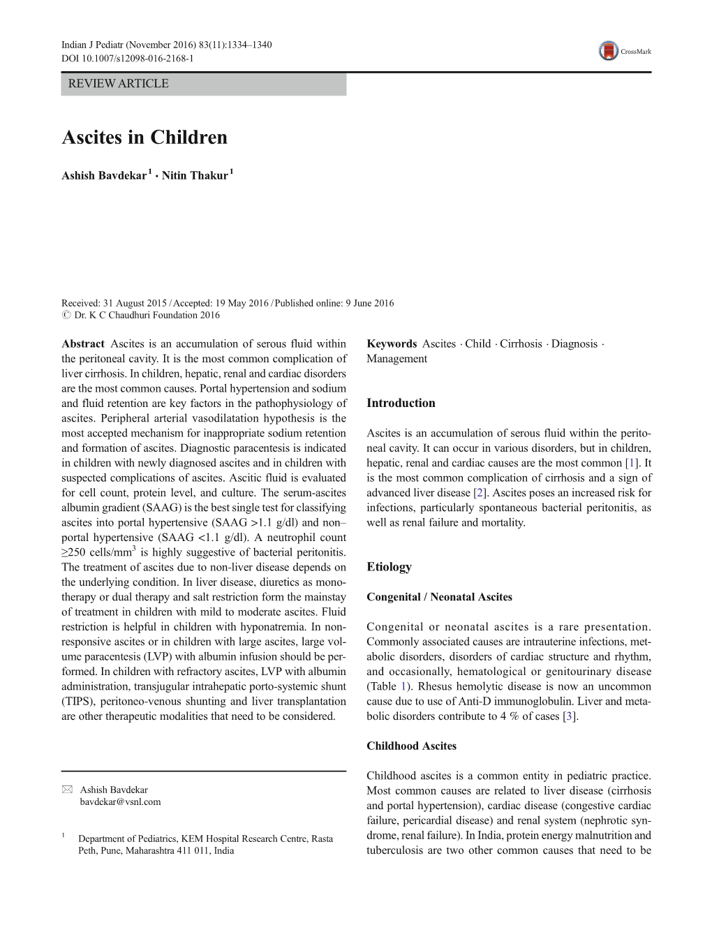 Ascites in Children