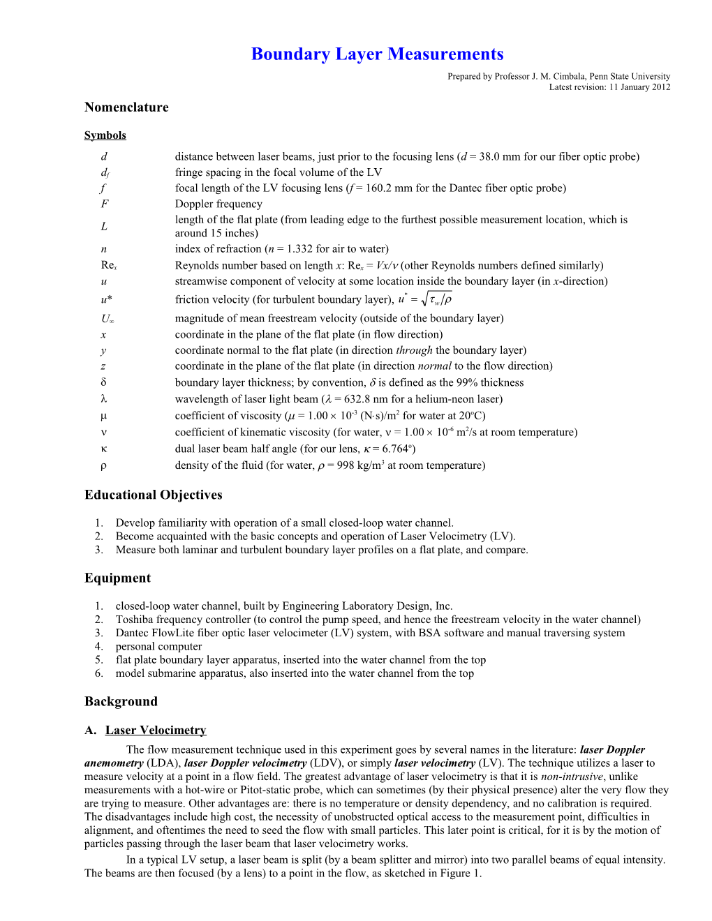 Boundary Layer Measurements