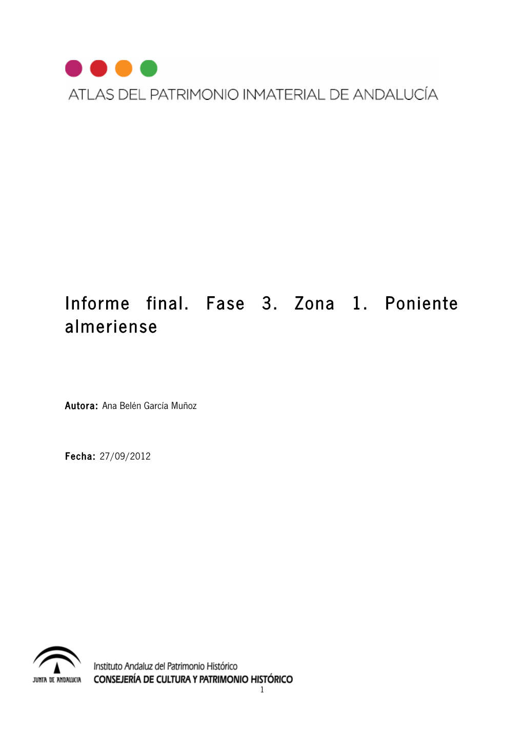 Informe Final. Fase 3. Zona 1. Poniente Almeriense