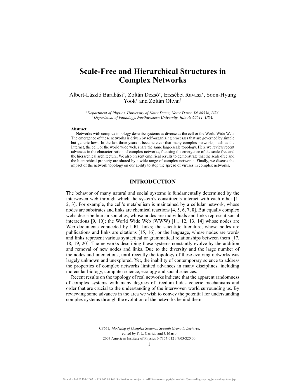 Scale-Free and Hierarchical Structures in Complex Networks