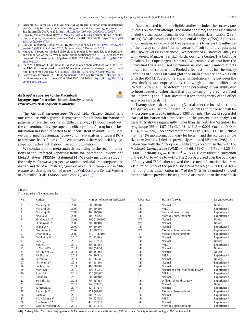 Airtraq® Is Superior to the Macintosh Laryngoscope for Tracheal Intubation