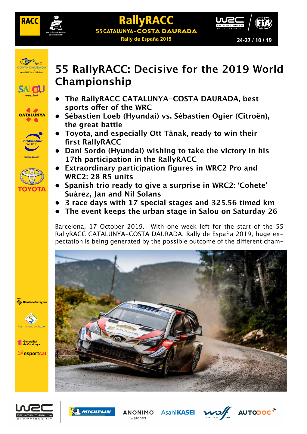 55 Rallyracc: Decisive for the 2019 World Championship