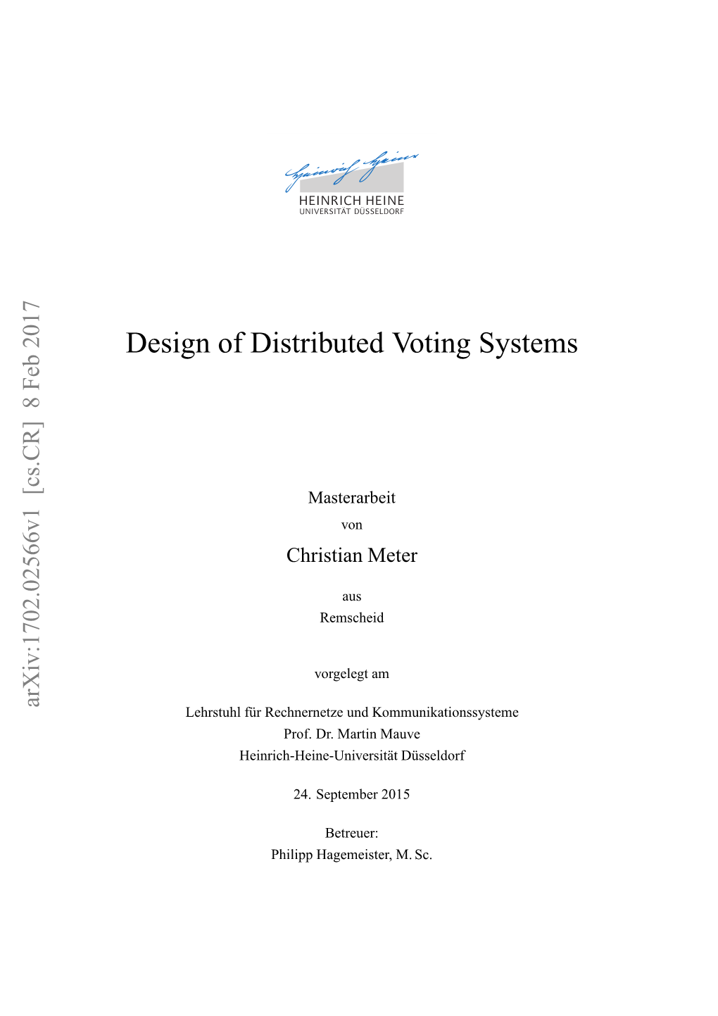 Design of Distributed Voting Systems