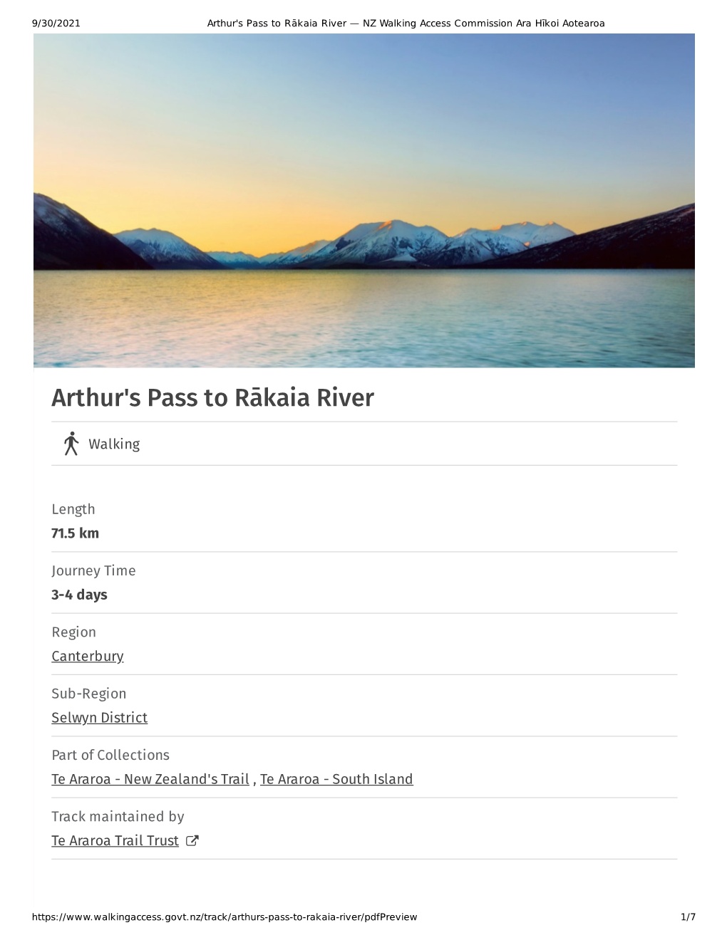 Arthur's Pass to Rākaia River — NZ Walking Access Commission Ara Hīkoi Aotearoa