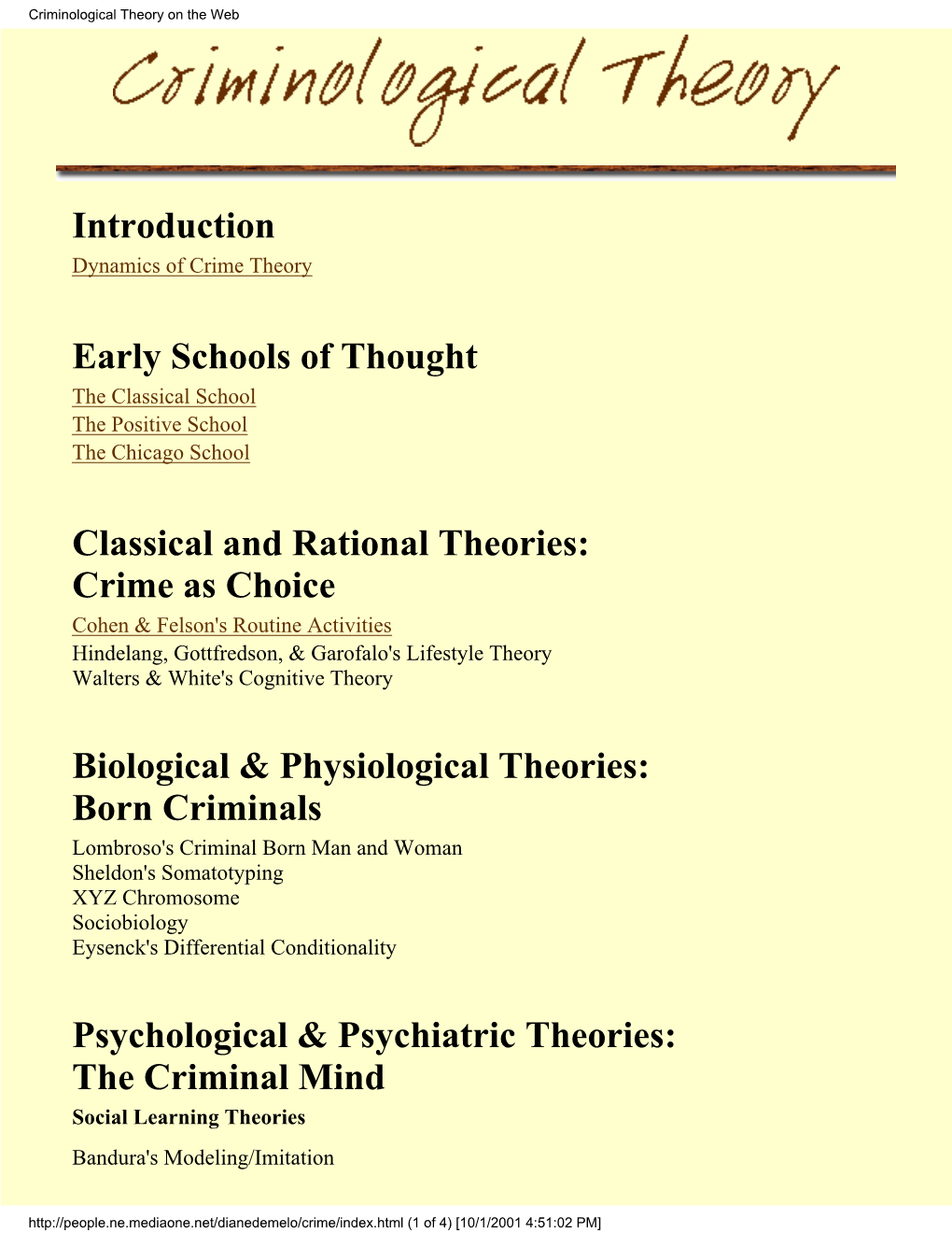 Criminological Theory on the Web