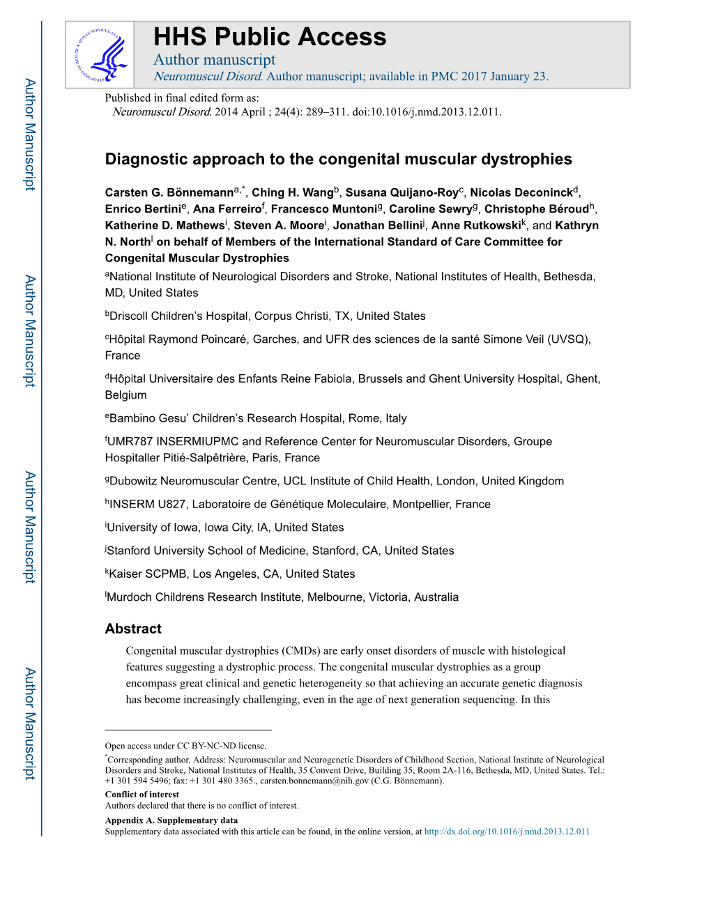 Diagnostic Approach to the Congenital Muscular Dystrophies