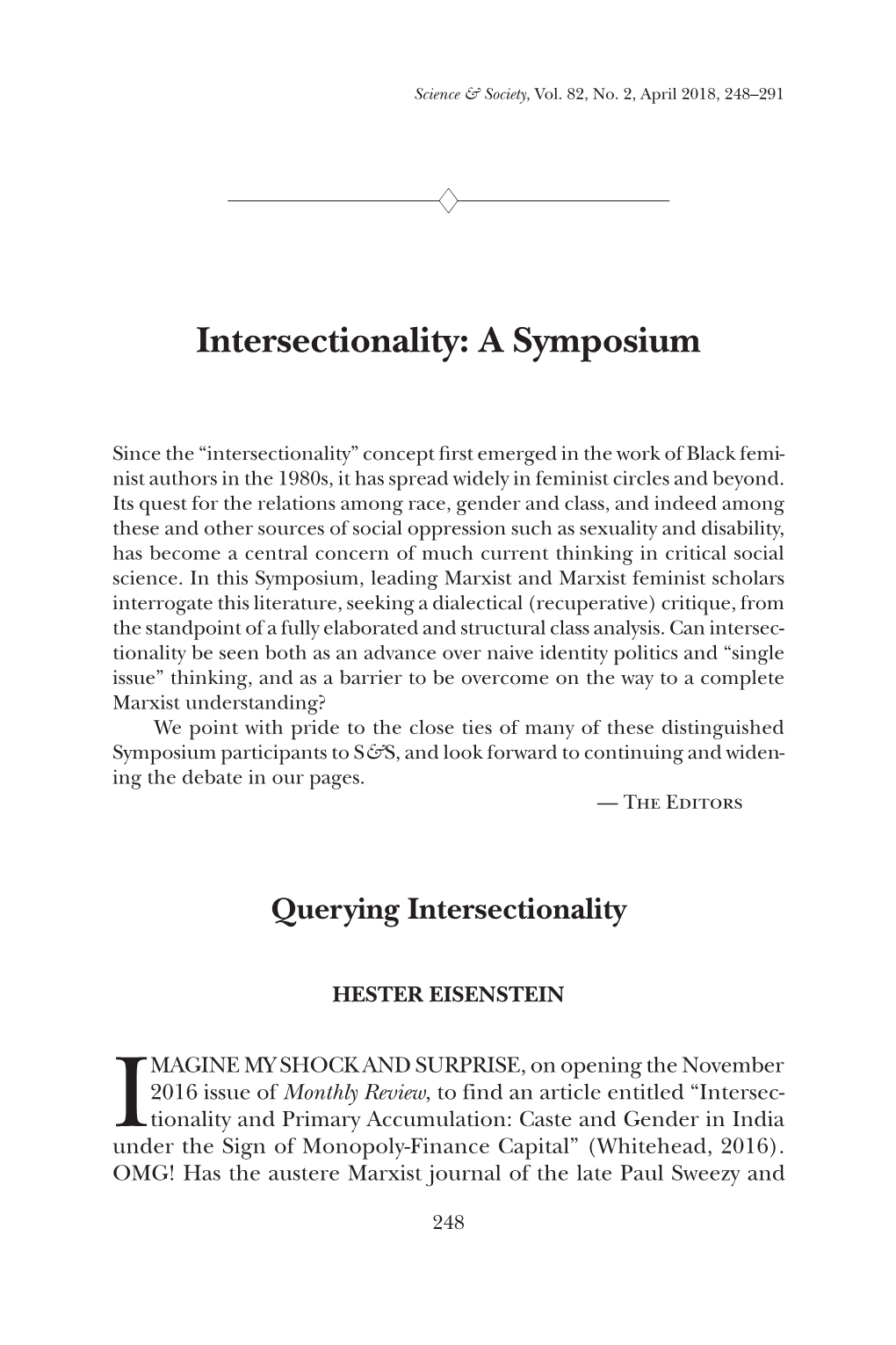 Intersectionality: a Symposium