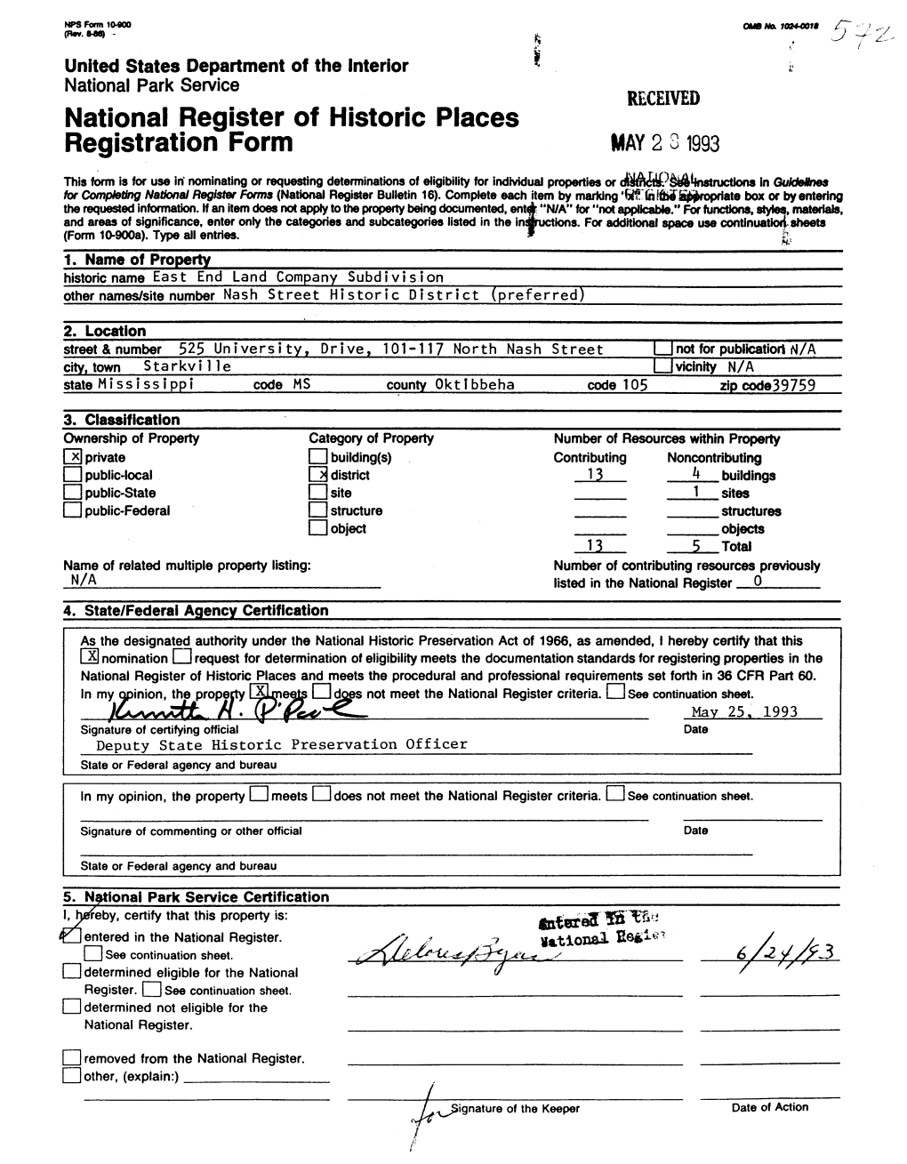 National Register of Historic Places Registration Form MAY 2 8 1993