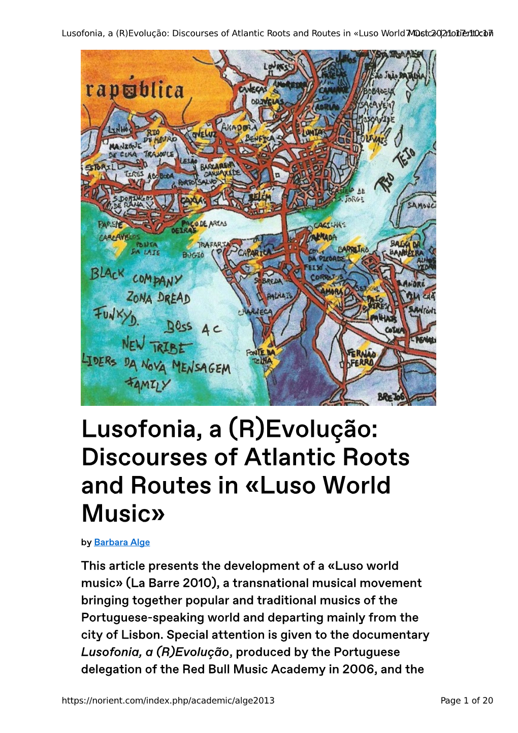 Lusofonia, a (R)Evolução: Discourses of Atlantic Roots and Routes in «Luso World Music» | Norient.Com