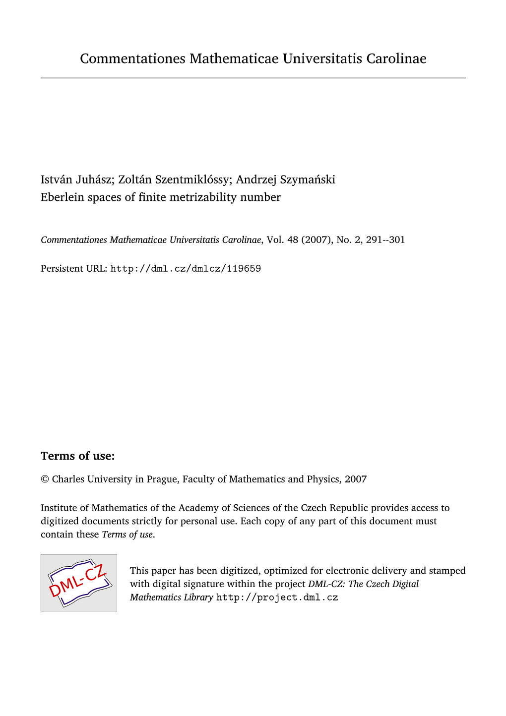 Eberlein Spaces of Finite Metrizability Number