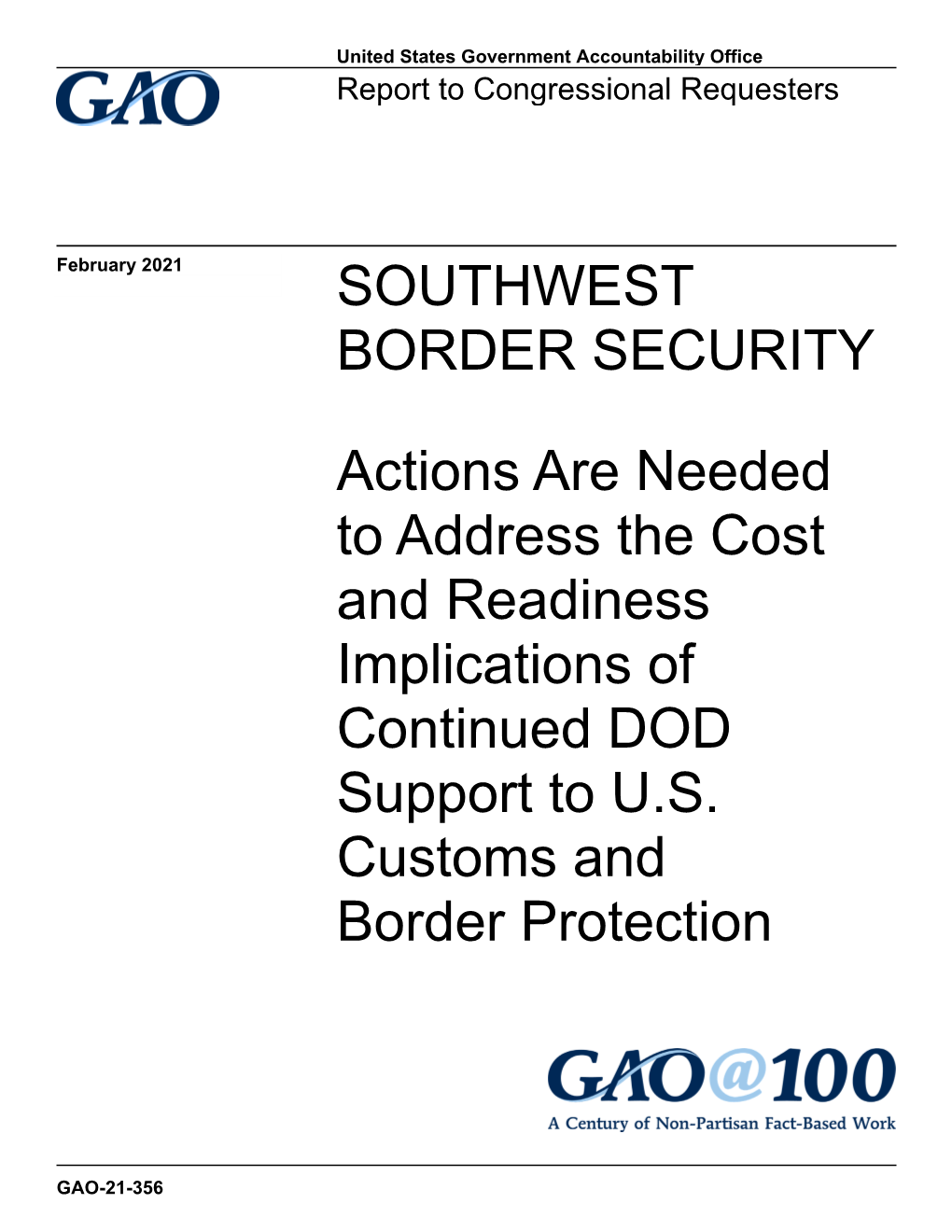 Gao-21-356, Southwest Border Security