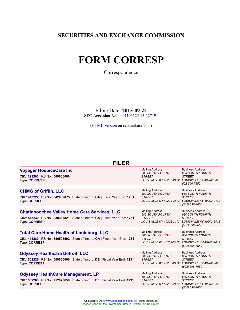 FORM CORRESP Correspondence