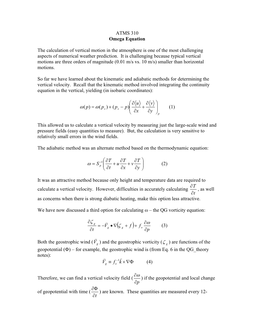 Omega Equation