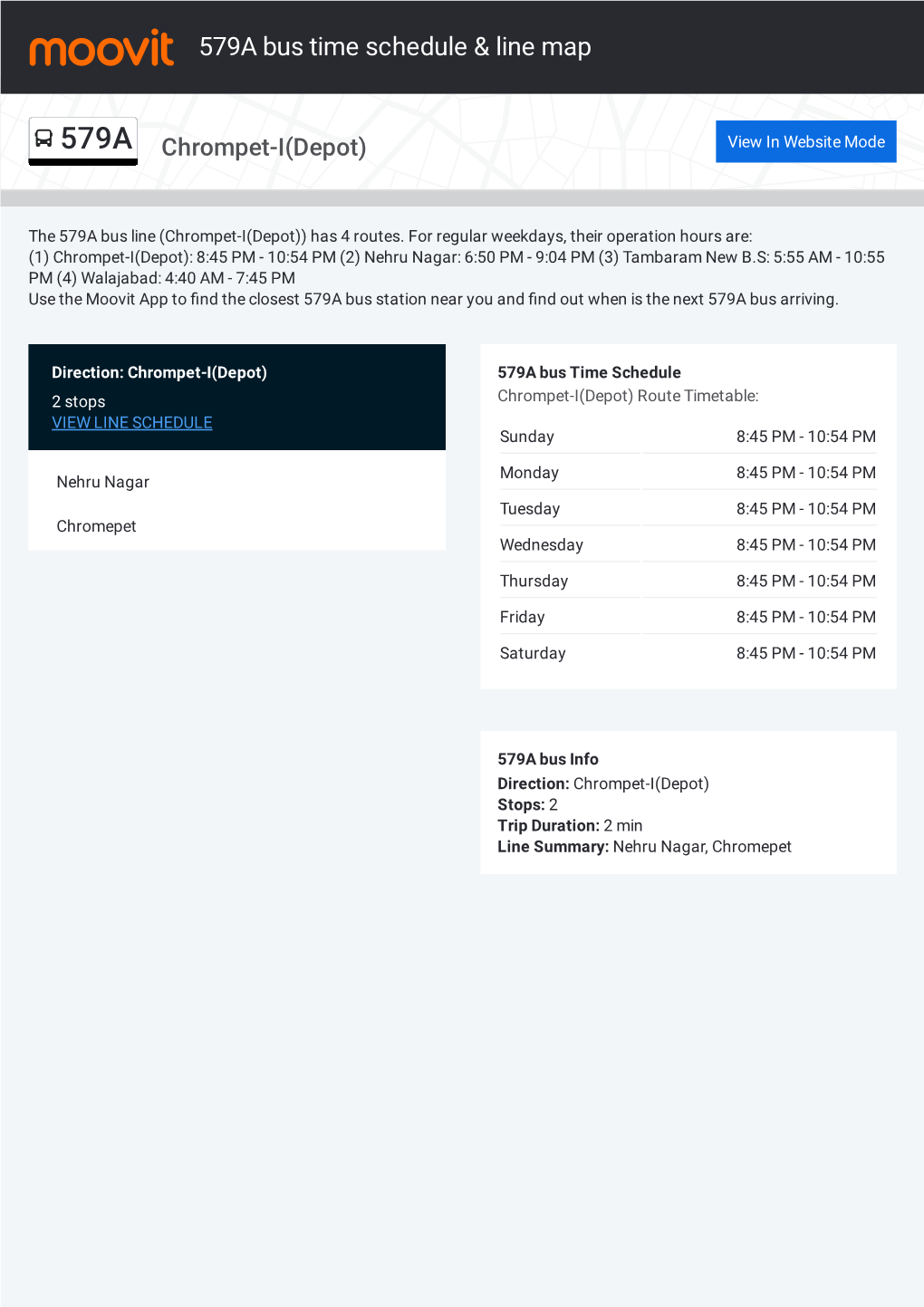 579A Bus Time Schedule & Line Route