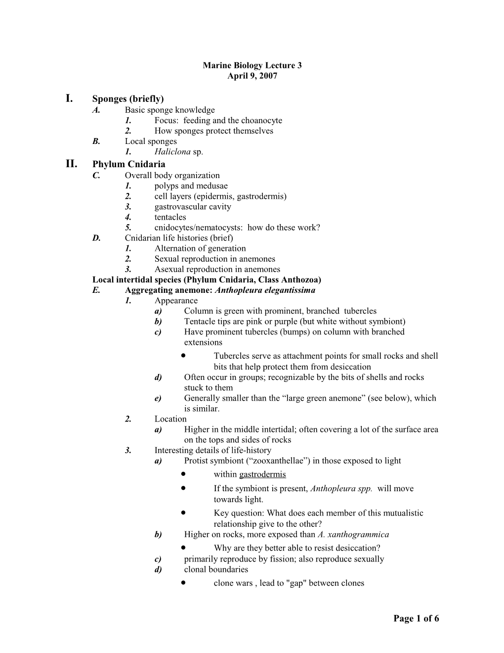 Marine Biology Lecture 4