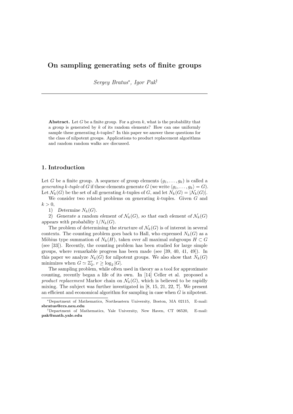 On Sampling Generating Sets of Finite Groups