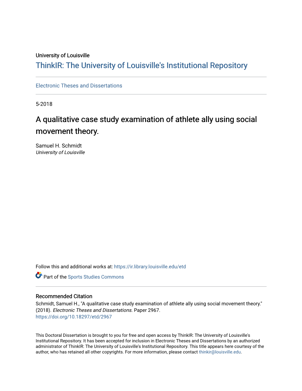 A Qualitative Case Study Examination of Athlete Ally Using Social Movement Theory