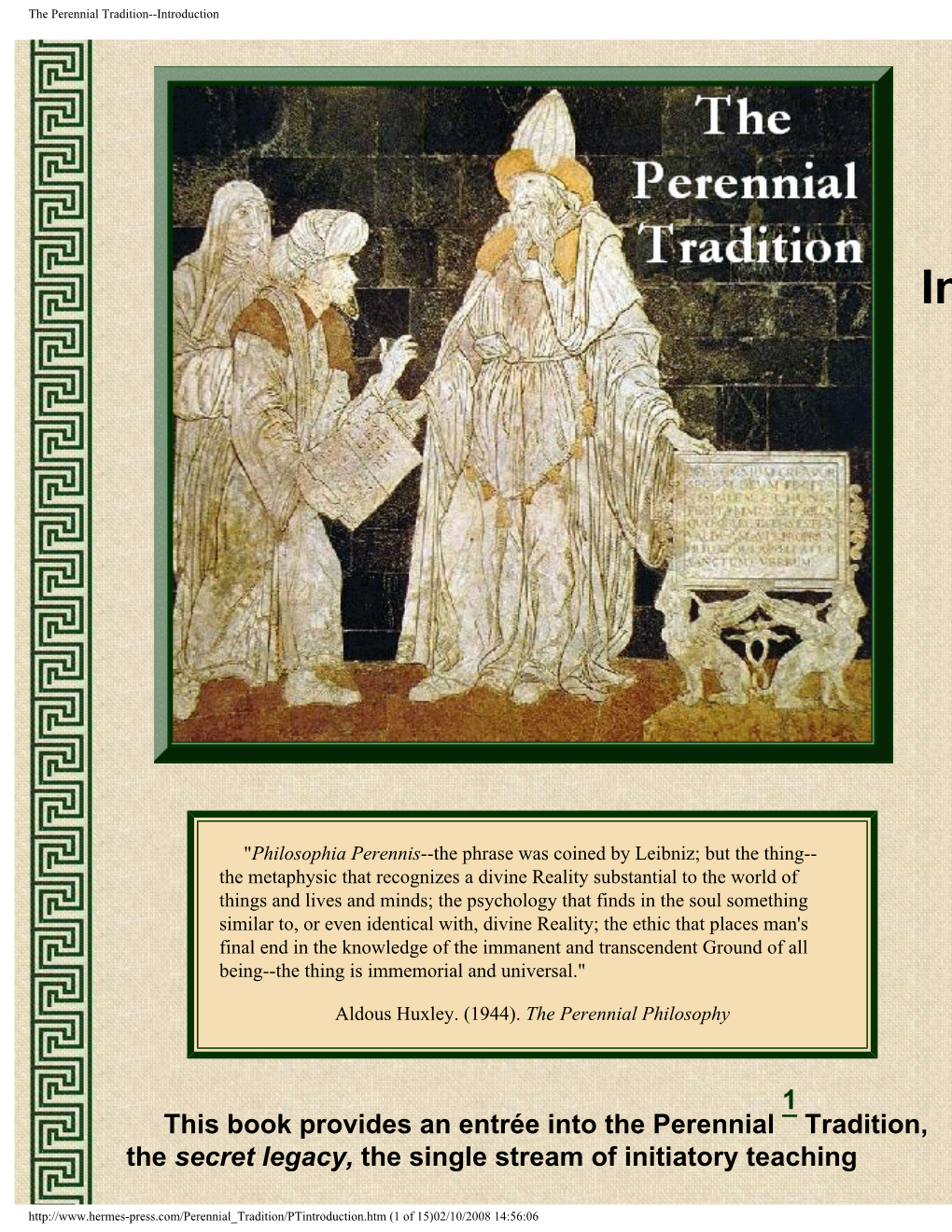 The Perennial Tradition--Introduction