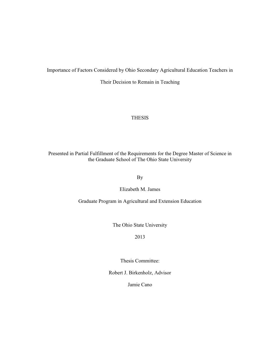 Importance of Factors Considered by Ohio Secondary Agricultural Education Teachers In