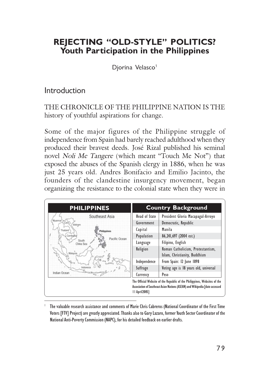 “Old-Style” Politics? Youth Participation in the Philippines