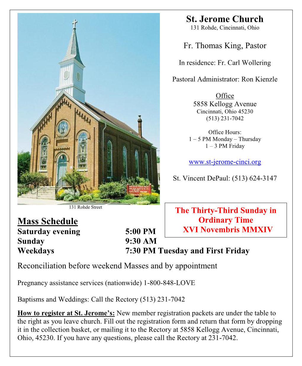 St. Jerome Church Mass Schedule