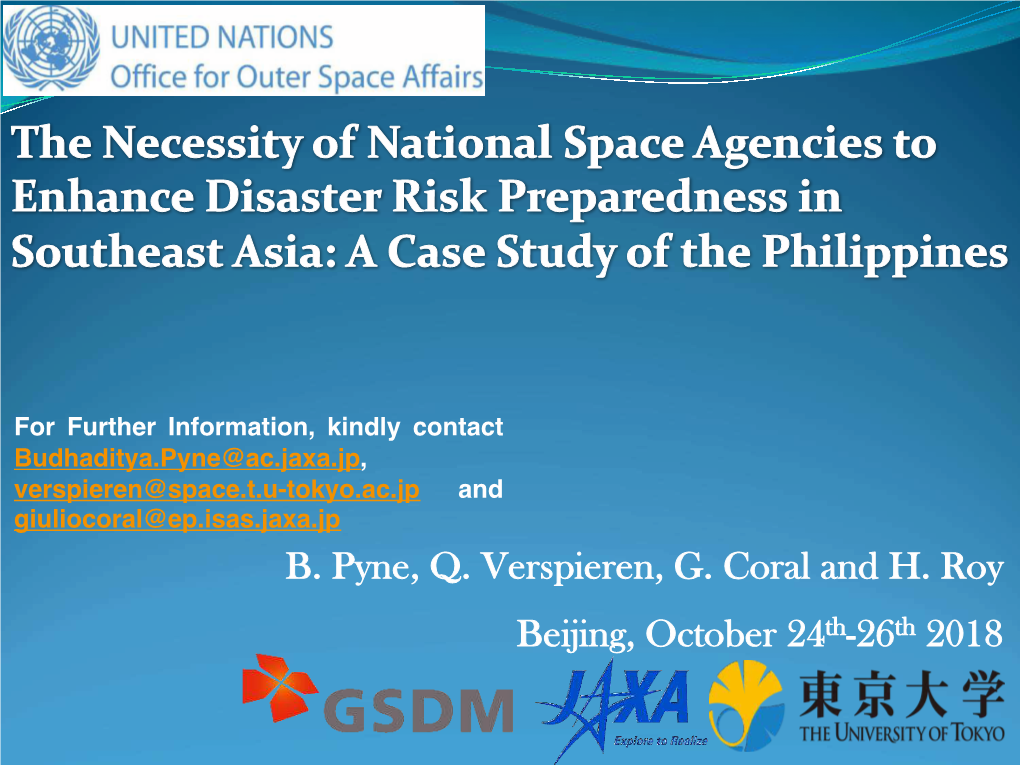 30. the Necessity of National Space Agencies to Enhance Disaster 30