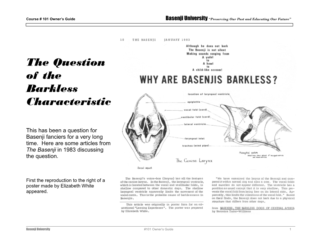 The Question of the Barkless Characteristic