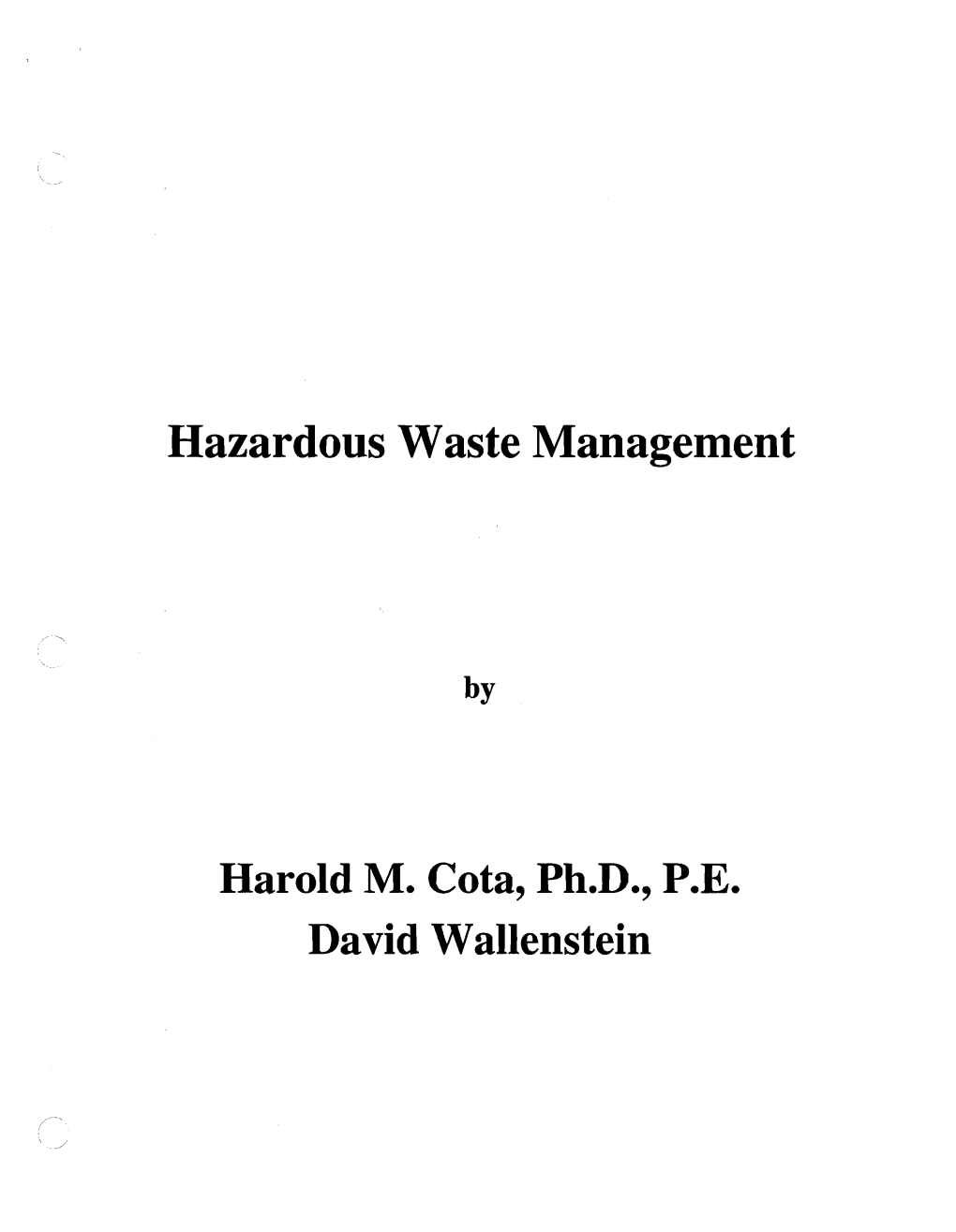 Hazardous Waste Management