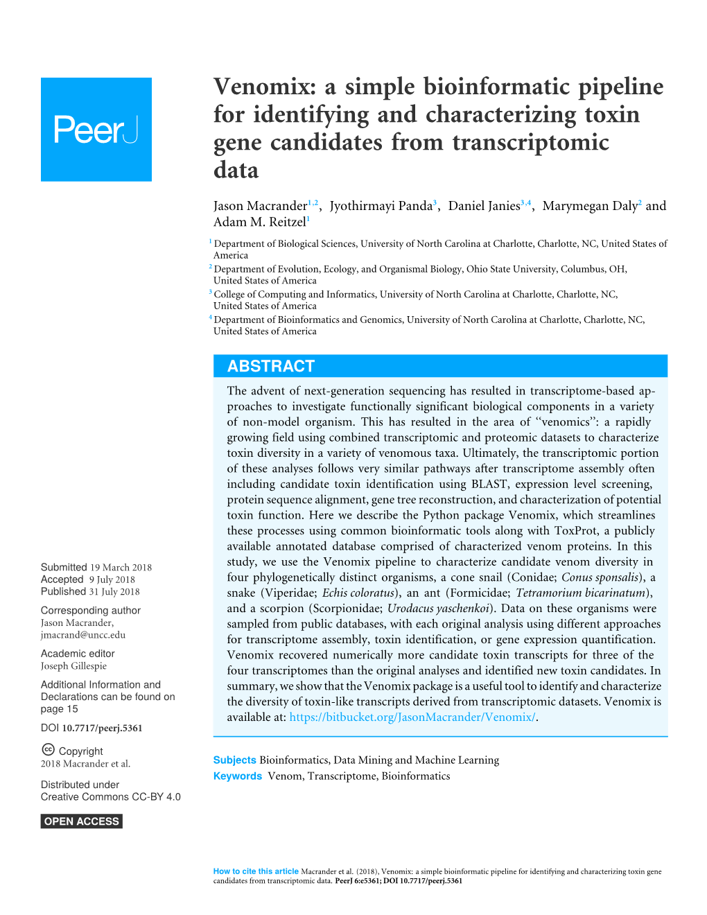 A Simple Bioinformatic Pipeline for Identifying and Characterizing Toxin Gene Candidates from Transcriptomic Data