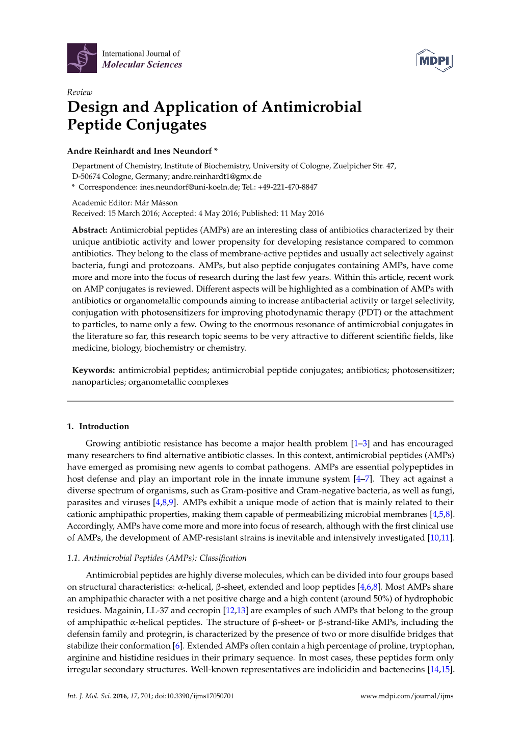 Design and Application of Antimicrobial Peptide Conjugates