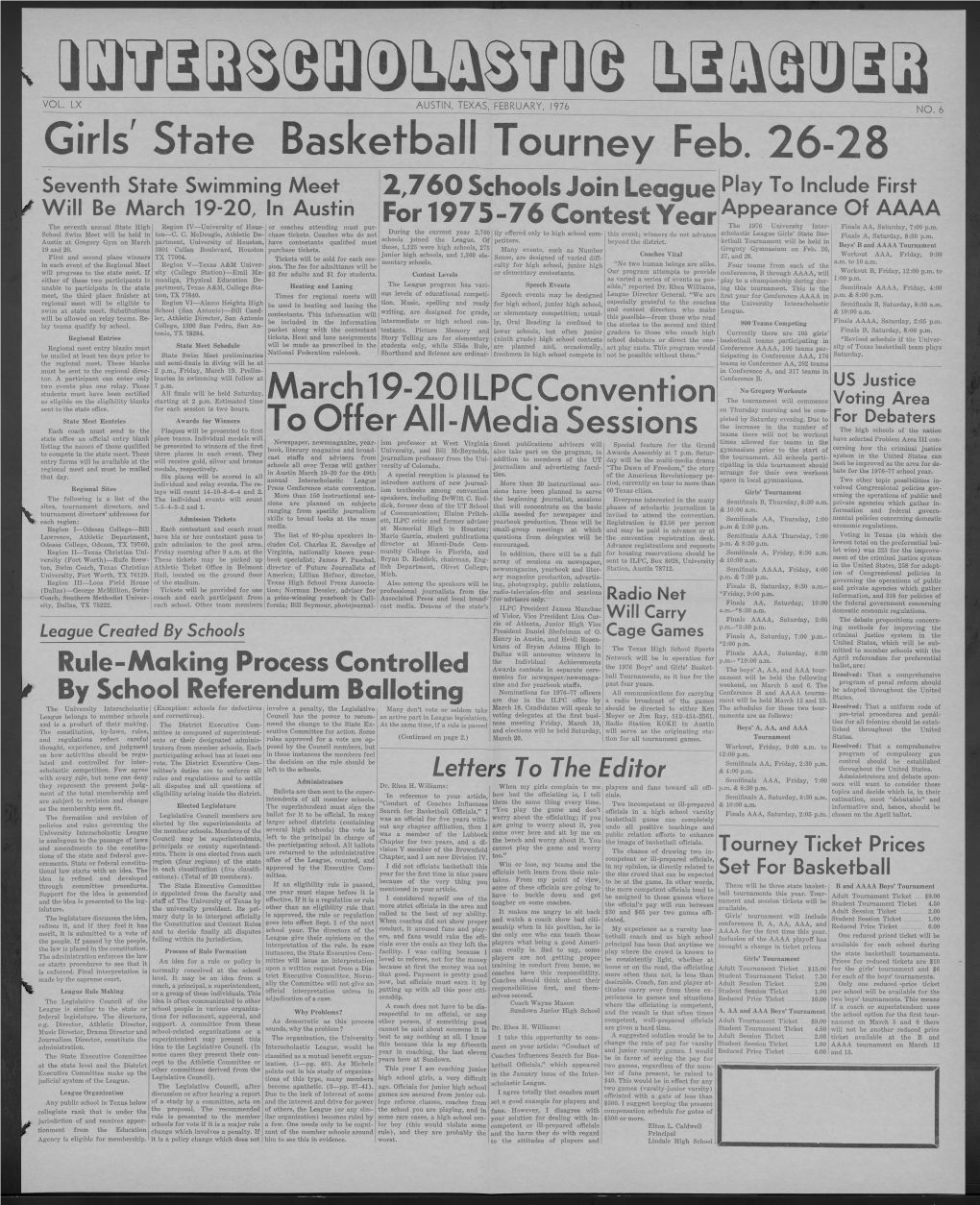 Girls' State Basketball Tourney Feb. 26-28