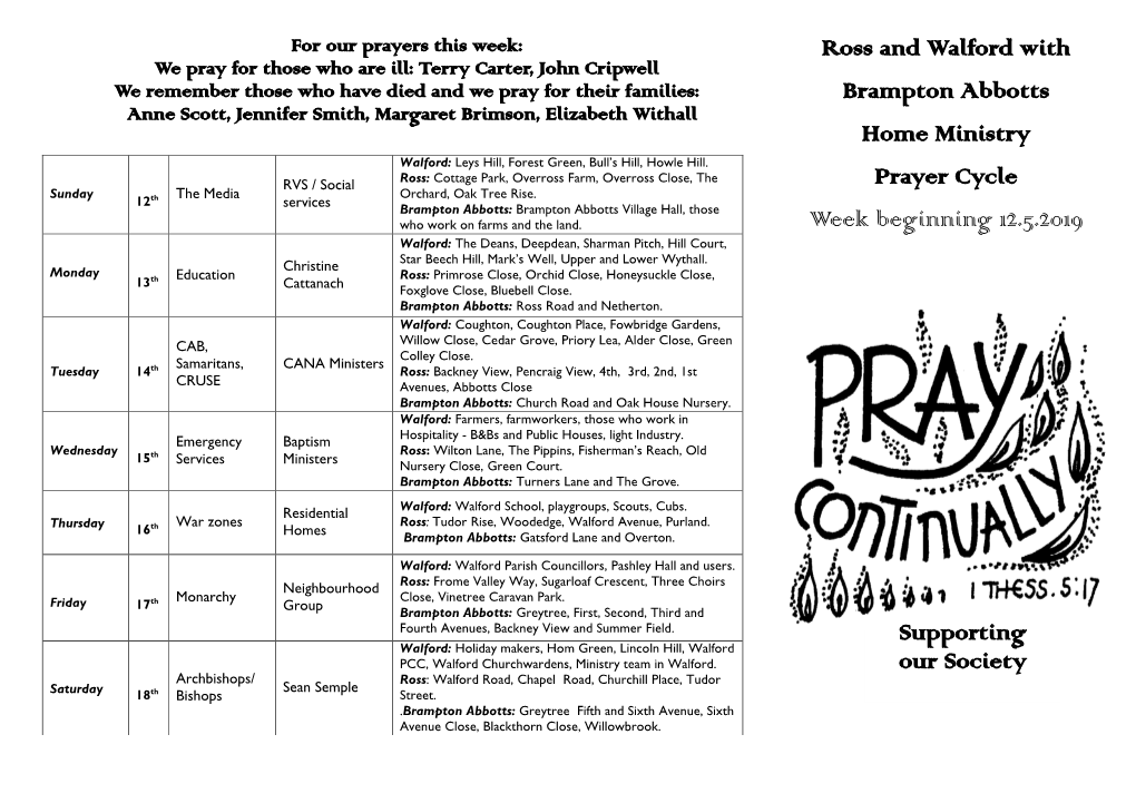 Ross and Walford with Brampton Abbotts Home Ministry Prayer Cycle