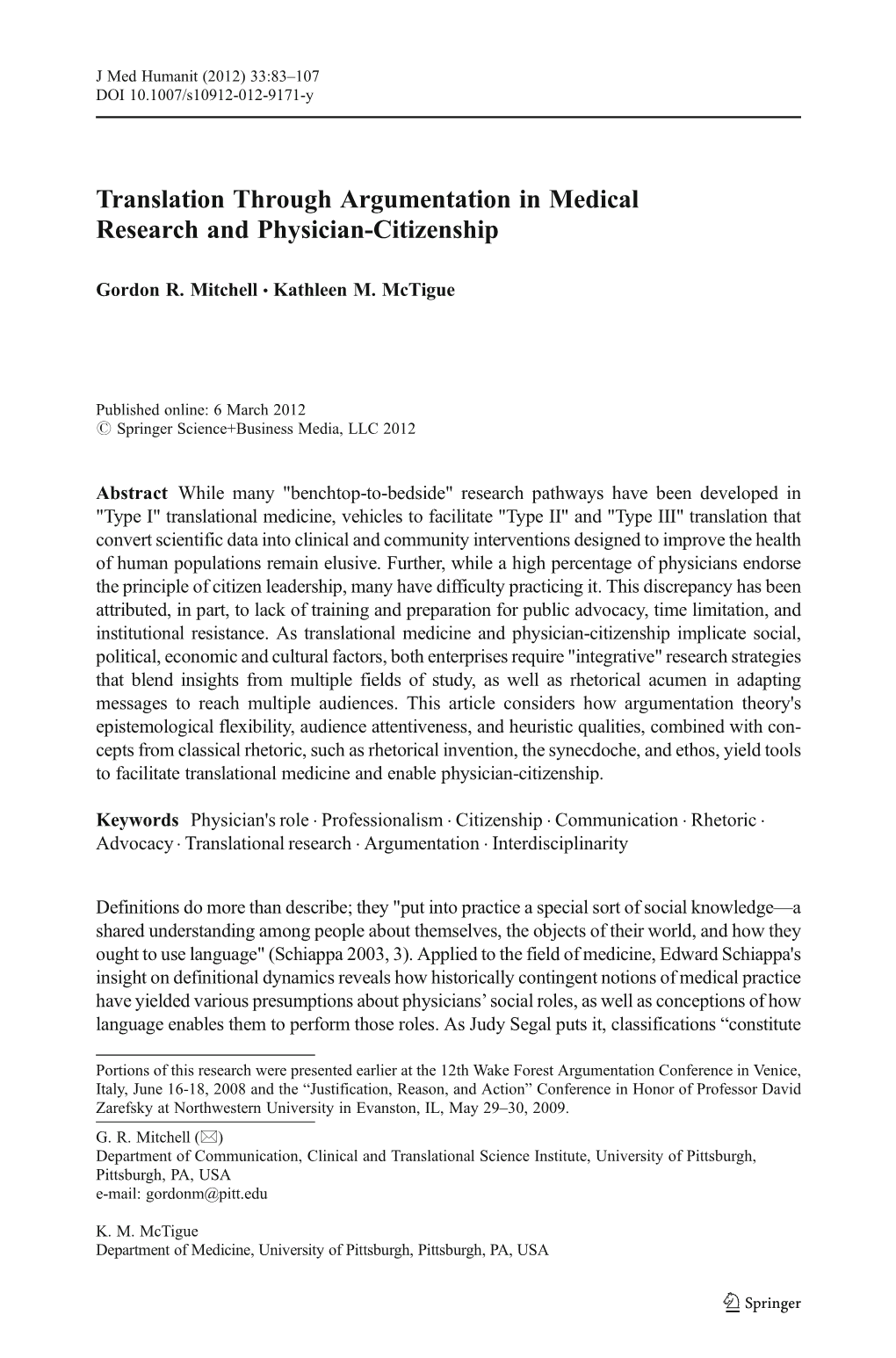 Translation Through Argumentation in Medical Research and Physician-Citizenship