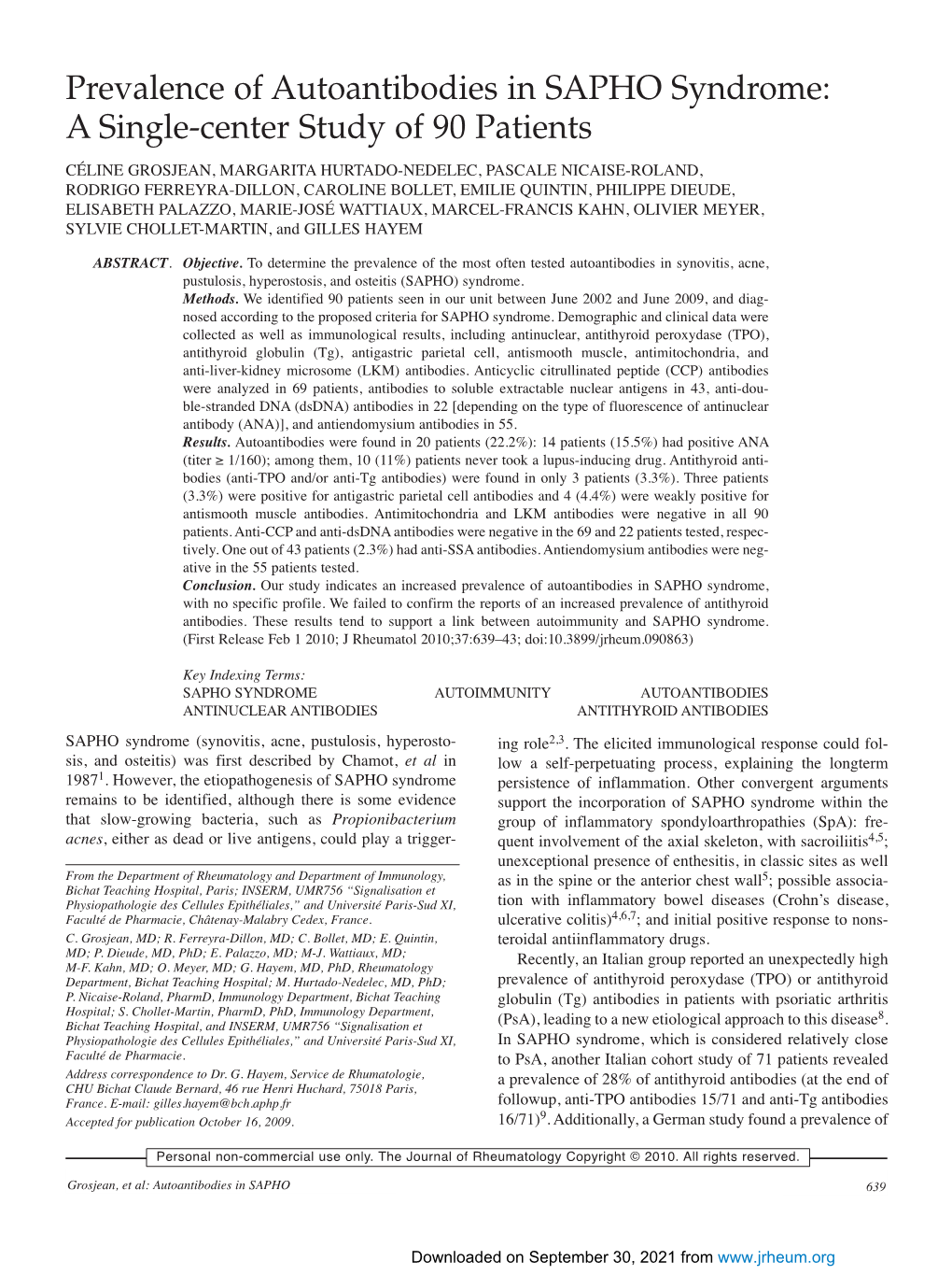 Prevalence of Autoantibodies in SAPHO Syndrome: a Single-Center Study of 90 Patients