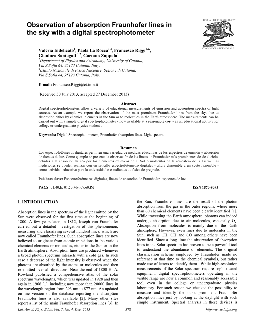 Observation of Absorption Fraunhofer Lines in the Sky with a Digital Spectrophotometer