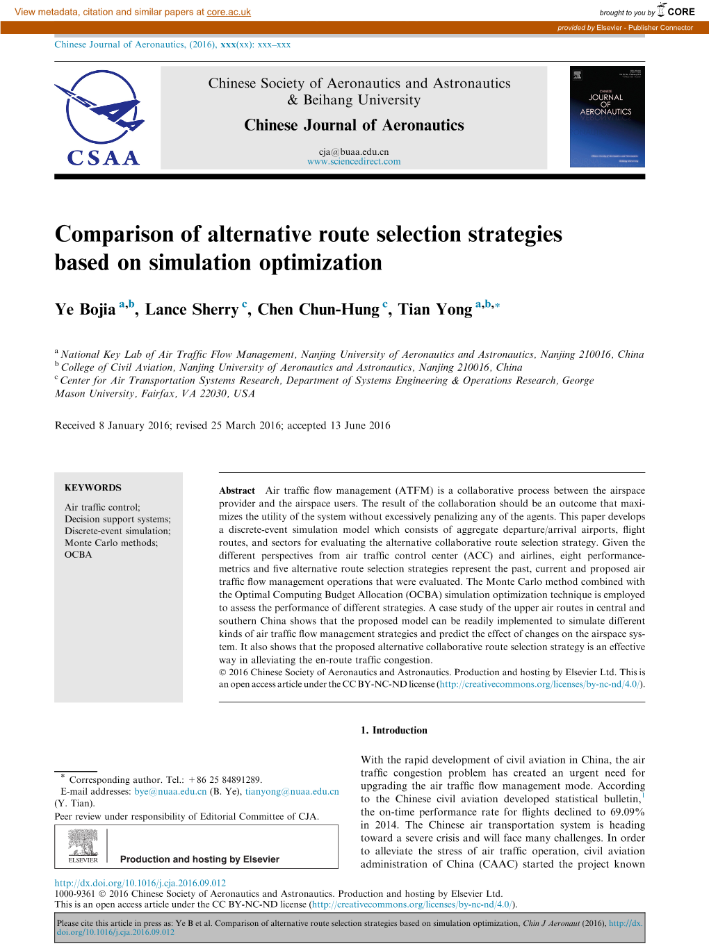 Comparison of Alternative Route Selection Strategies Based on Simulation Optimization