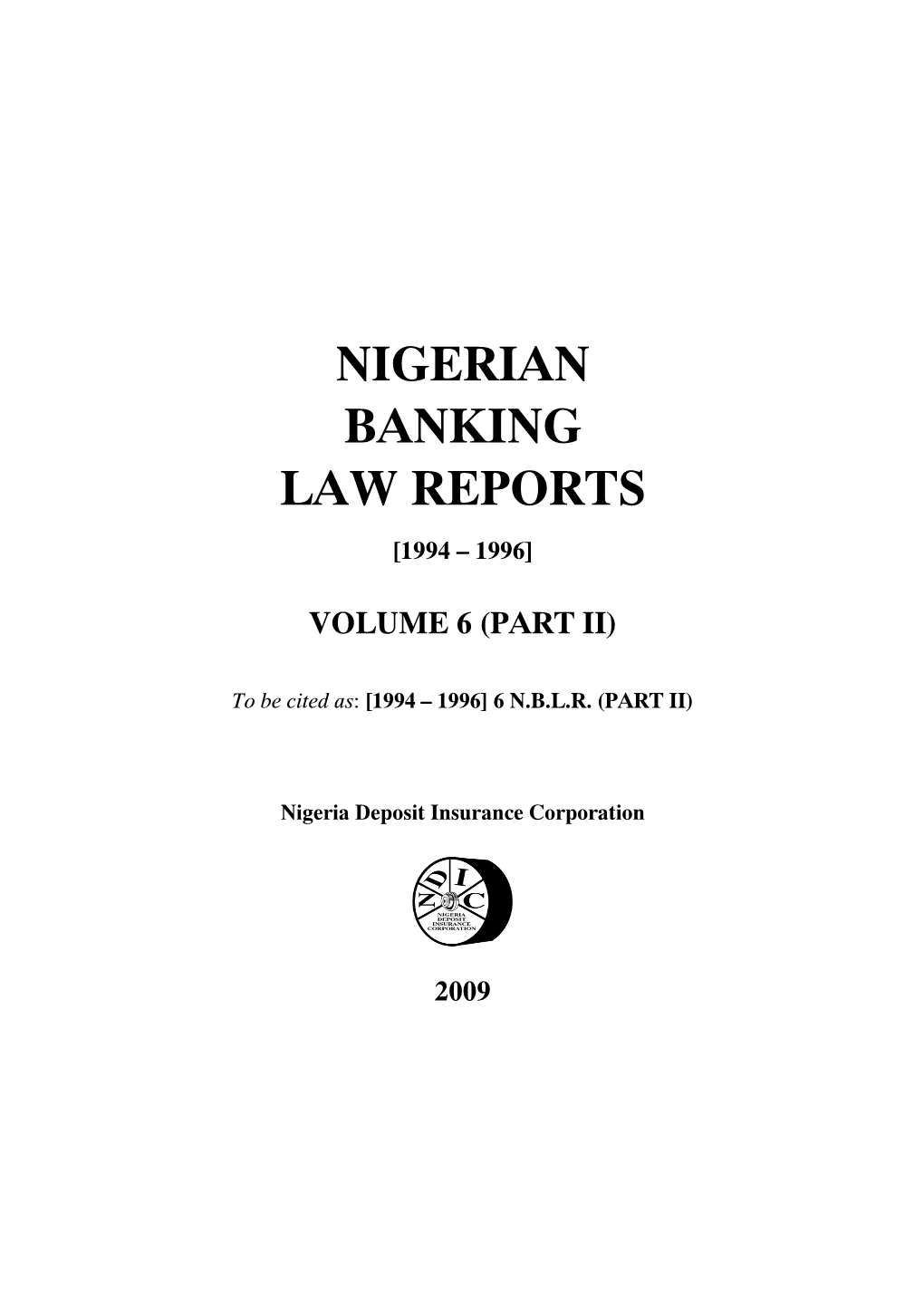 Nigerian Banking Law Reports [1994 – 1996]